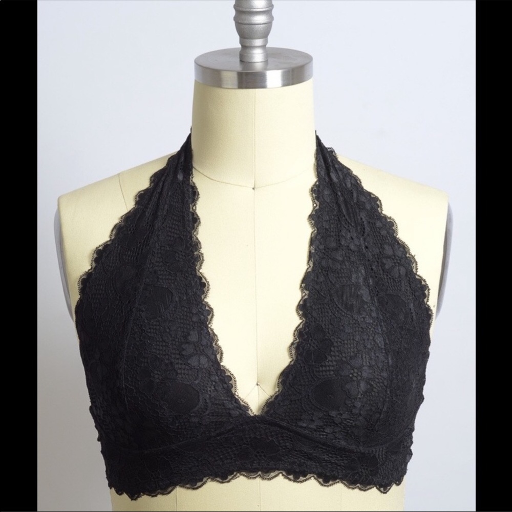 Black Lace Halter Bralette